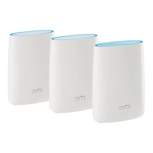 NETGEAR Orbi WiFi System RBK53S - - système Wi-Fi - (routeur, 2 rallonges) - jusqu'à 7500 pieds carrés - maillage - 1GbE - Wi-Fi 5 - Tri-bande