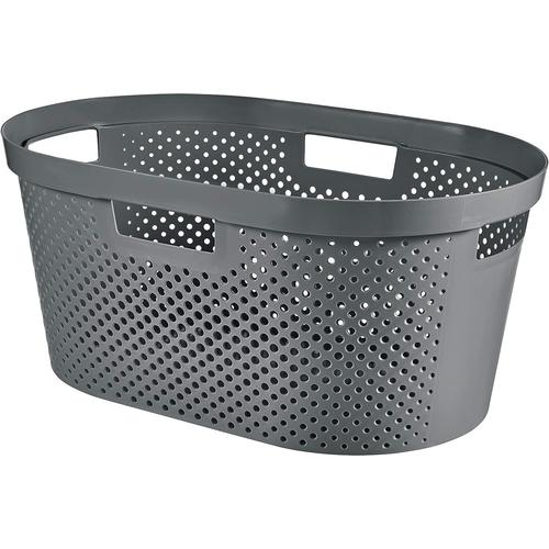 Gris Anthracite Panier à Linge 40L Infinity - Bac à Linge propre et sale - Bonne Aération - Corbeille pour Salle de Bain ou Buanderie - 100% Recyclé - 58,5 x 38 x 26,5 cm - Gris Anthracite