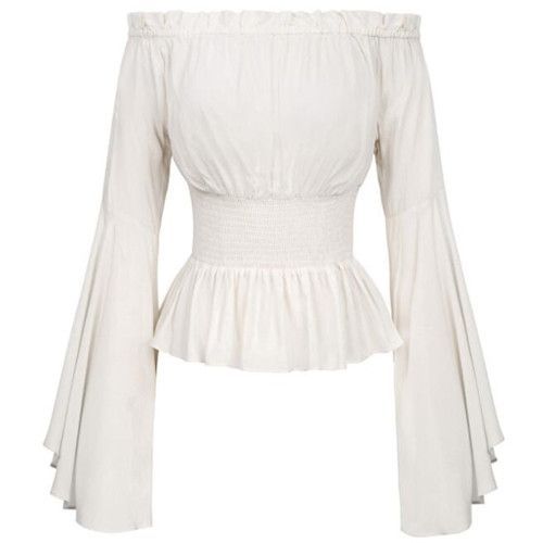 Envoie De France Top Débardeur Haut Veste Femme Blouse Lolita Chemise Epaules Denudees Vicotrienne Rétro Médiévale Manches T Shirt Serre Taille