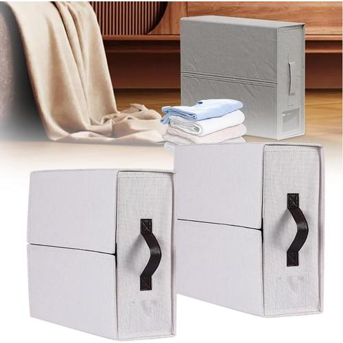 Beige Lot De 2 Organiseurs De Placard, Organisateurs De Draps, Boîtes De Rangement, Pliables Pour Parure De Lit, Housse De Couette, Armoire En Lin, Organisateur Pour Linge De Lit, Vêtements