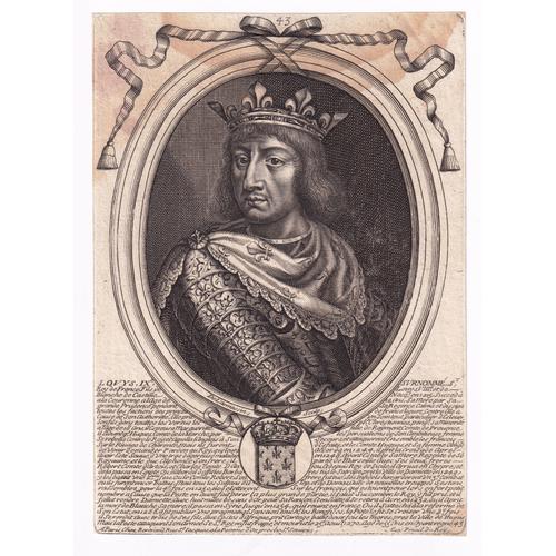 Gravure 1679 Portrait Saint Louis Louis Ix Roi De France Capétien Nicolas De Larmessin