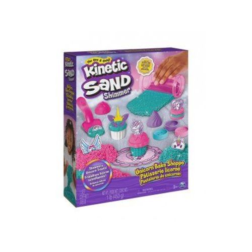 Kinetic Sand - Coffret Patisserie Licorne, Delices Feeriques - 453g Sable Magique, Moules, Outils - Set Modelage Fille + Carte