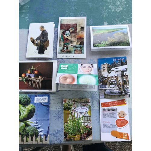 9 Petits Calendriers De Poche - Métiers, Paysages Beauté, Nature Astuces - Années 1990, 1995, 1996, 1997, 2000, 2005, 2007, 2017 - Pharmacie, Bar, Éboueurs, La Poste, Y Rocher, Presse, Jardin Du Chemi
