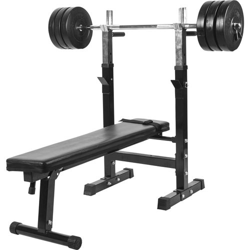 Gorilla Sports - Banc De Musculation Gs006 + Set Disques En Plastique Et Barre Longue 37kg