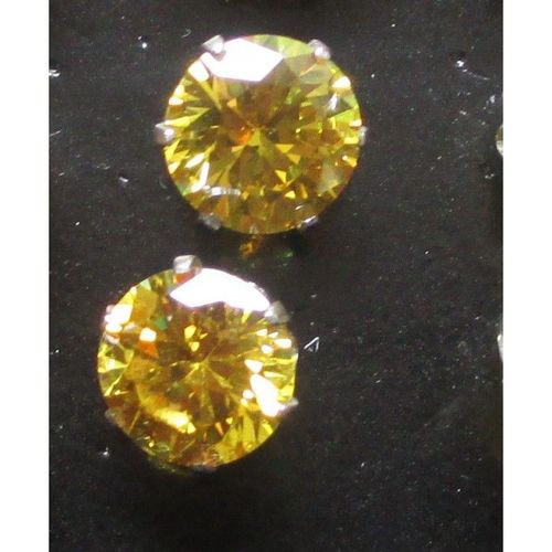 Paire Boucle D'oreille Clou Strass Jaune 8 Mm Femme Pin Up