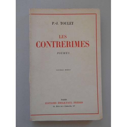 Les Contrerimes Poèmes / 1929 / P-J Toulet / Réf58636