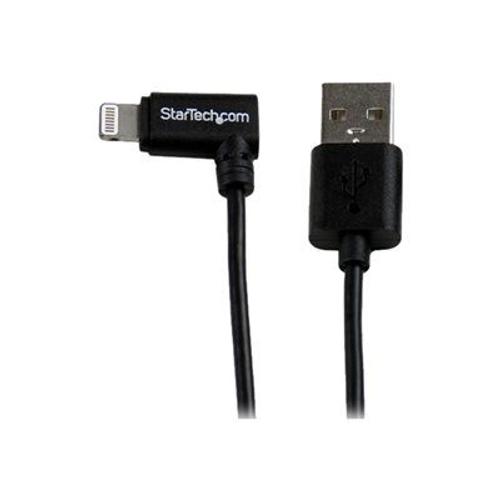 StarTech.com Câble Apple Lightning coudé vers USB de 2 m - Cordon de charge / sync pour iPhone / iPod / iPad - M/M - Noir - Câble Lightning - Lightning mâle pour USB mâle - 2 m - double blindage...