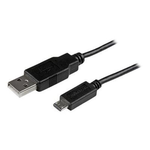 StarTech.com Câble de charge /synchronisation mobile USB A vers Micro B mince de 0,5m - Cordon USB 2.0 pour smartphone / tablette M/M Noir - Câble USB - Micro-USB de type B (M) pour USB (M) - USB...