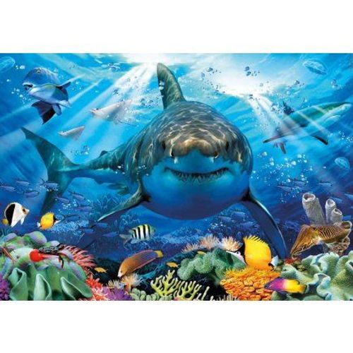 Puzzle Monde Sous-Marin Avec Grand Requin Blanc Et Poissons Et Raies Manta 500 Pieces - Collection Animaux De La Mer - Educa