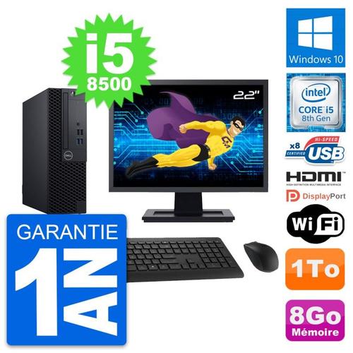 PC Dell 3060 SFF Ecran 22" Intel i5-8500 RAM 8Go Disque 1To HDMI Windows 10 Wifi