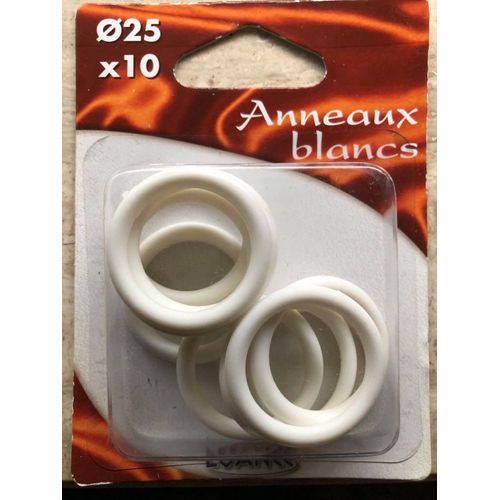 Anneaux De Rideau Blanc, Diamètre 25 Mm, 10 Pièces.