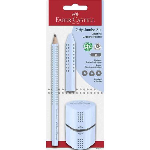 Faber-Castell Kit Crayon Jumbo Grip, Bleu Ciel, Blister