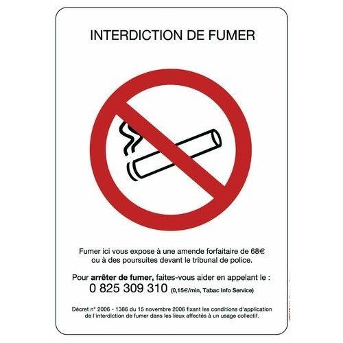 Panneaux interdiction de fumer rigide - 210 x 297 mm NOVAP