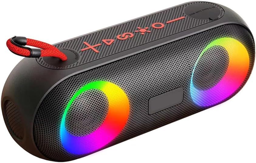 Haut-parleur Bluetooth caisson de basses avec fonction lumière LED étanche 20 W en plastique pour bureau extérieur