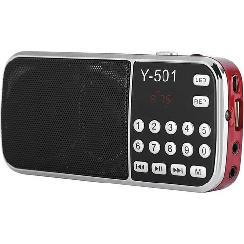 Radio FM Numérique De Poche, 78-108 MHz Lecteur Vidéo Haut-Parleur De Poche Stéréo Multifonctionnel (Rouge)