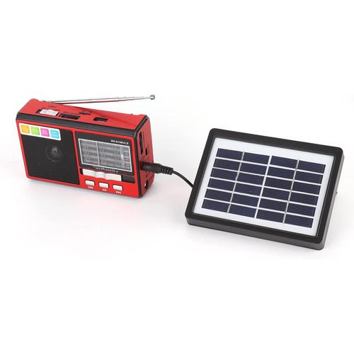 Radio Solaire FM/AM/SW, Radio D'actualités Météo D'urgence Portable, Prise en Charge du Chargement de la Batterie Solaire/carte TF/lecture du Disque U, avec Lumière LED, pour la Randonnée, le Camping,