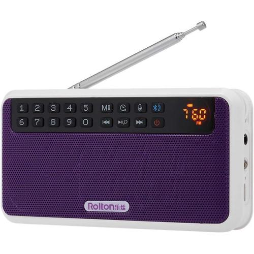 Radio Portable Machine de karaoké numérique à Petite Enceinte Bluetooth avec Carte Radio Facile à Utiliser (Color : Purple)