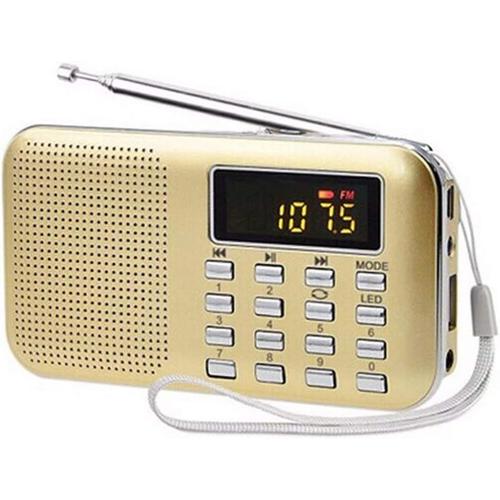 Radio Portable Machine de Chant de Point numérique Audio de Carte Ultra-Mince de Mini Haut-Parleur de Mini Radio Facile à Utiliser (Color : Gold)