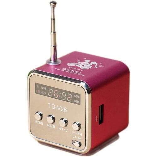 Radio Portable Portable Carte Radio U Disque Mini Haut-Parleur Audio Mp3 Extérieur Petit Lecteur Facile à Utiliser (Color : Red, Taille : with 8G Card)