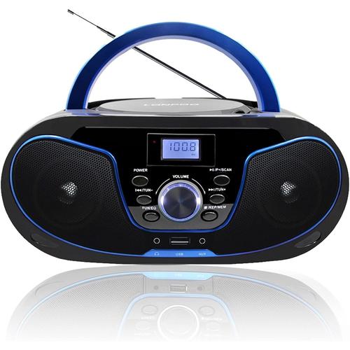 LP-D02 Lecteur CD Portable pour Enfants - Poste Radio CD Boombox avec FM Radio, Bluetooth, entrée USB, Port AUX et Sortie Casque, Stéréo Haut-parleurs
