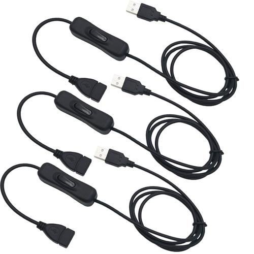 3 Pcs Rallonge USB avec Interrupteur, Câble USB Mâle à Femelle avec Interrupteur, Convient pour Enregistreur de Conduite, Lampe de Bureau LED, Ventilateur USB, etc (1M,noir)