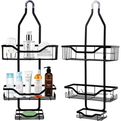 Étagère de Douche à Suspendre, Panier de Douche à Suspendre Sur la Tête avec Crochet et Plateau de Savon Rangement Douche Sans Percage pour Salle de Bain