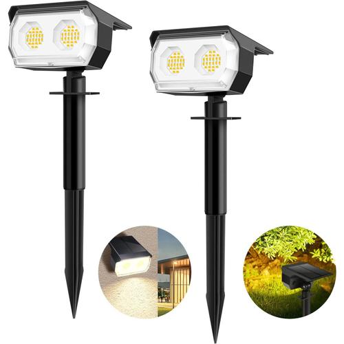 Spot Solaire Exterieur 3 Modes Luminosit¿¿ R¿¿Glable Lampe Jardin Solaiur Ext¿¿Rieur, 48 Led Lampes Solaires Ip65 Etanche, Ext¿¿Rieur Solaire Pour Jardin, Ext¿¿Rieur, Chemin, All¿¿E (2pcs)