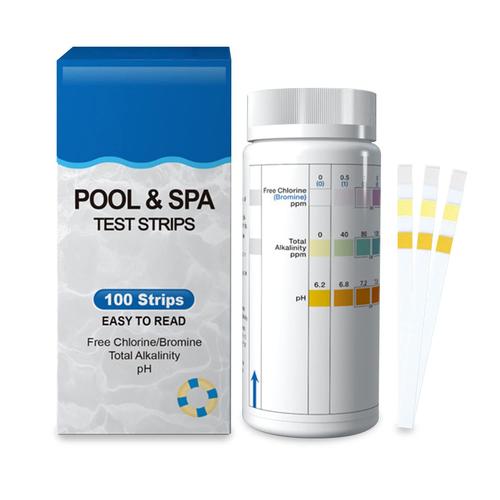 Bandelettes de Test pouar Piscine, Bain ¿¿ Remous et Spa, 3 en 1 Bandelettes de Test, Pr¿¿cis pour Le Chlore libre/Brome/Alcalinit¿¿ Totale/PH (100 Pi¿¿ces)