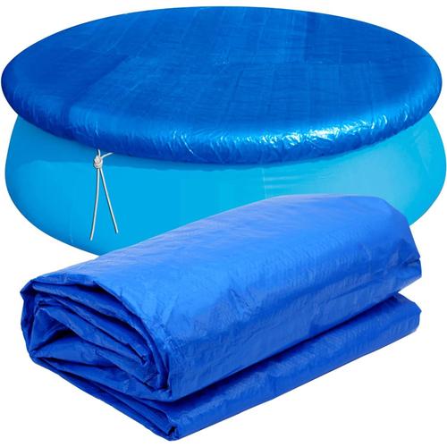 Bache Piscine Ronde pour Piscine Ronde 244 cm, Couverture de Piscine, Mat¿¿riau Am¿¿lior¿¿, Plus ¿¿pais et Durable, R¿¿sistant ¿¿ la Poussi¿¿re et aux Feuilles, Facile ¿¿ Installer, Bleu (244 cm)