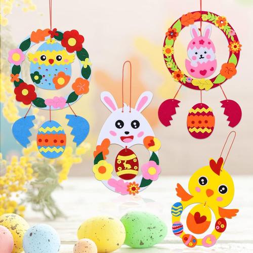 Paques Cadre pour les Enfants, 4 pi¿¿ces de Paques Feest Habinet Set, DIY Paques Poussins D¿¿coration, Paques Bunny, Paques D¿¿coration de Lapin pour les Enfants