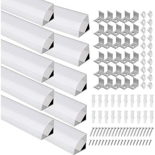 Profil¿¿ En Aluminium Led En Forme De U Pour Bandes Lumineuses Largeur 1 M Avec Embout De Fixation Convient Pour Bandes Led Jusqu'¿¿ 12 Mm, 5pcs U (12.5mm) (10pcs V(10mm))