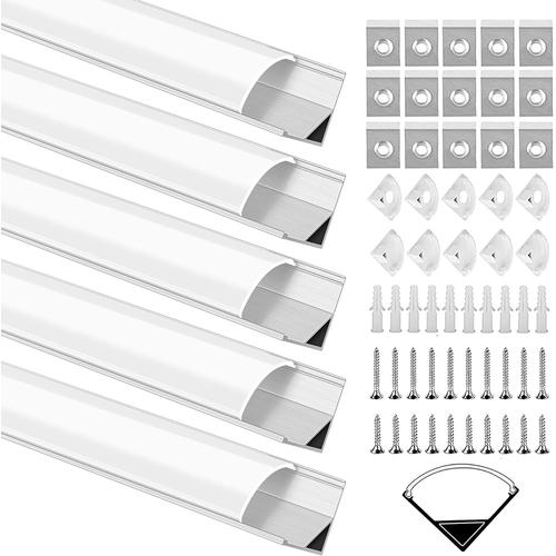 Profil¿¿ En Aluminium Led En Forme De U Pour Bandes Lumineuses Largeur 1 M Avec Embout De Fixation Convient Pour Bandes Led Jusqu'¿¿ 12 Mm, 5pcs V(10mm)