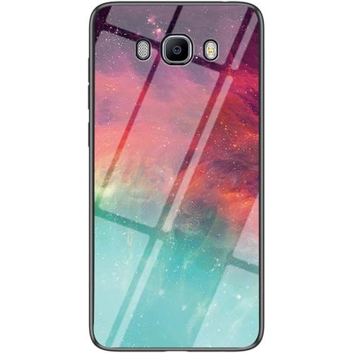 Coque Pour Samsung Galaxy J7 2016 / J710 [Avec Film De Protection ¿¿Cran],Coque Avec Rev¿ºtement Arri¿¿Re En Verre Tremp¿¿ Avec Ciel ¿¿Toil¿¿+ Tpu Silicone Souple Case Cover (Couleur Starry Sky)