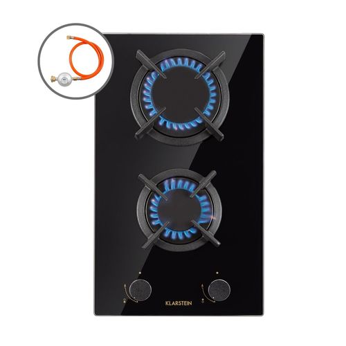 Klarstein Alchemist Goldflame Domino Table De Cuisson Gaz 2 Brûleurs En Laiton Vitrocéramique