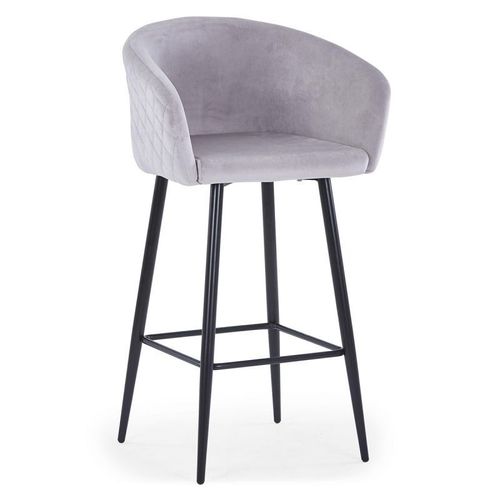 Paris Prix - Tabouret De Bar En Velours "Kandi" 106cm Argent