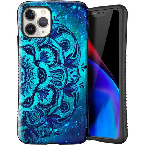 Compatible Avec L'iphone 12 Pro Max (6,7 "") Coque, Etui Motif Design, Case Pare-Chocs Antichoc - Mandala Bleue