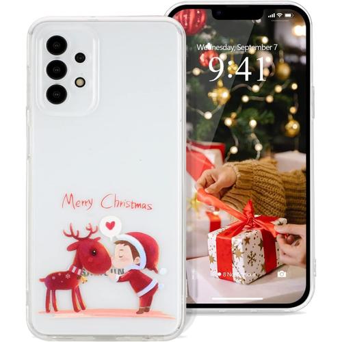 Noël Coque Compatible With Samsung Galaxy A33 5g, Motif Animal Noël Silicone Tpu Souple Housse Antichoc Bumper Protection Mince Légère Étui Pour Galaxy A33 5g.Children Elk Hxs