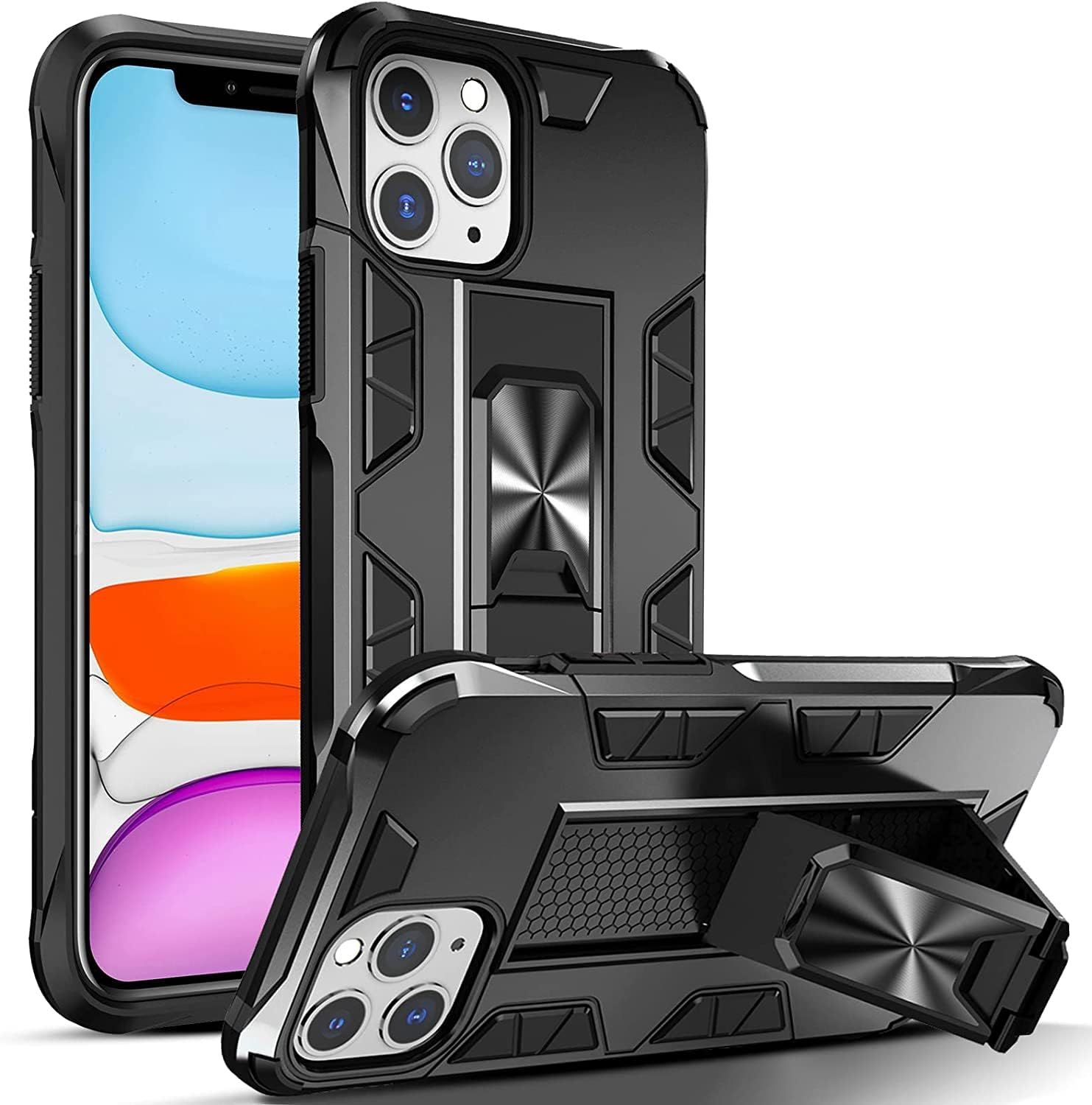 Coque Iphone 11 Pro Avec Aimant Anneau Support Protection De La Caméra [Être Applicable Support De Voiture Magnétique] [Antichoc] [Anti-Rayures] Tpu Silicone Armure Protection Housse Etui Rigide