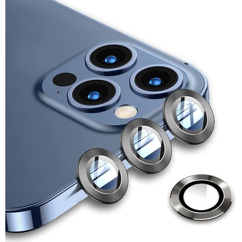 Protecteur Objectif Appareil Photo Compatible Avec Apple Iphone 11/11 Pro / 11 Pro Max / 12 Mini / 12/12 Pro, Supérieure Alliage Aluminium, Verre Trempé Hd, Film D'écran ¿4 Pièces¿ Noir