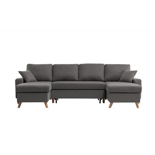 Canapé D'angle Panoramique Maria Scandinave Convertible - Gris