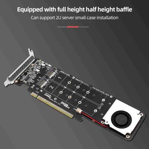 4 Disque NVcloser Raid PCI-E4.0X16 Disque Dur Adaptateur Carte injuste Dissipateur Thermique 6 000 Carte Transfert pour 2230/2242/2260/2280mm