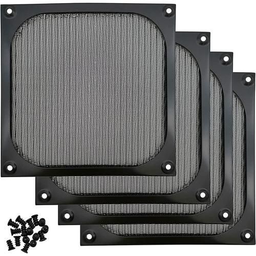 Boîtier d'ordinateur de bureau 140Mm, 4 paquets, couvercle anti-poussière pour ventilateur, grille de filtre anti-poussière avec vis, maille de cadre en aluminium