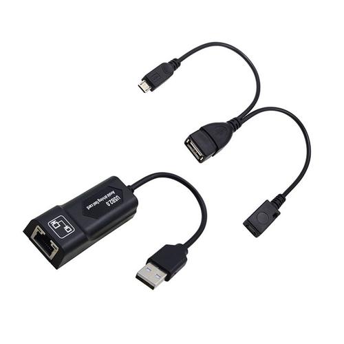 Ensemble d'adaptateur USB 2.0 à RJ45 avec micro OTG, pour Amazon Fire TV 3 ou Stick GEN 2