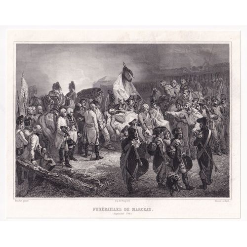 Gravure 1858 François-Séverin Desgraviers-Marceau Funérailles Révolution Française