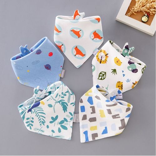 Bavoir Bébé Bandana, Lot De 5 Bavoirs Pour Bébé En Coton Avec Motif, 100% Coton Bio Et Bouton Réglable Pour Garçons Filles