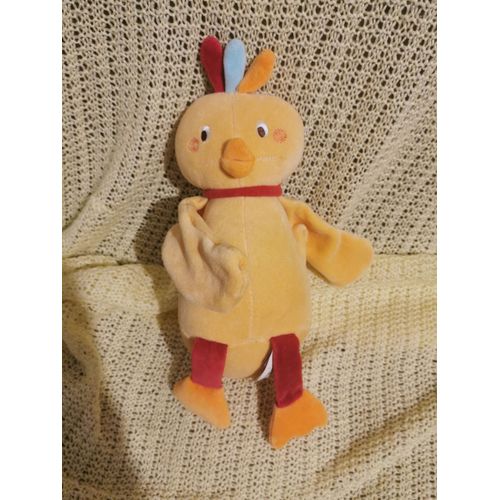 Doudou Poussin Caneton Jaune Rouge Sucre D'orge