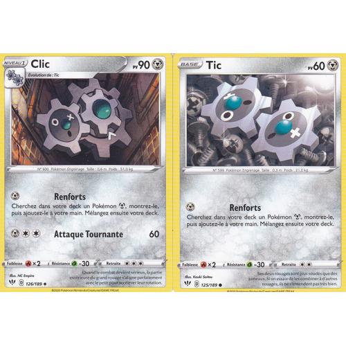 2 Cartes Pokemon - Clic - 126/189 + Tic - 125/189/ - Épée Et Bouclier 3 Ténèbres Embrasées