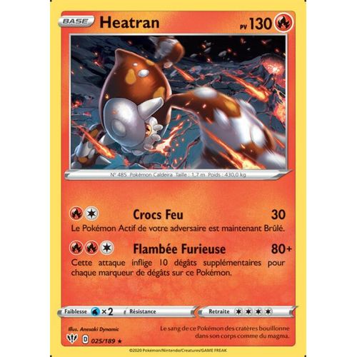 Pokemon Heatran Prismatic 25 / 189 Bouclier & Epee