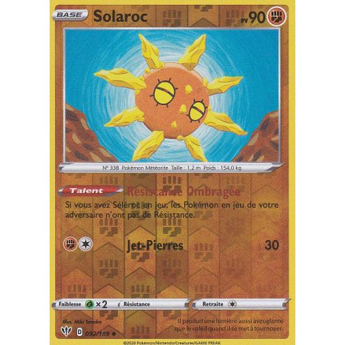 Carte Pokemon - Solaroc - 92/189 - Reverse - Épée Et Bouclier 3 Ténèbres Embrasées