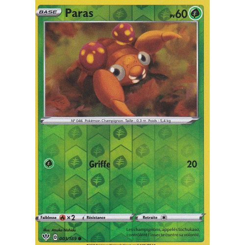 Carte Pokemon - Paras - 3/189 - Reverse - Épée Et Bouclier 3 Ténèbres Embrasées